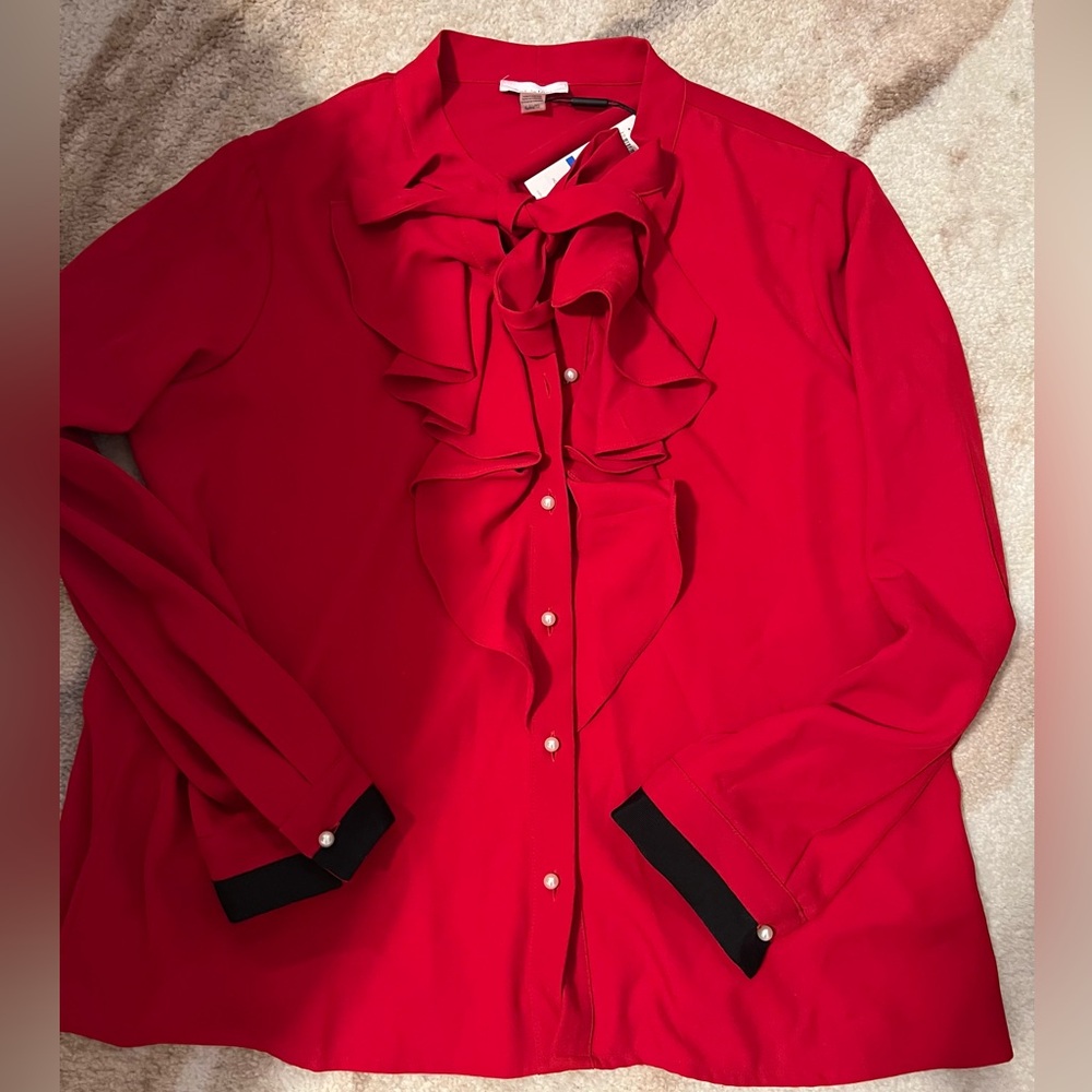 Calvin Klein tie neck blouse NWT